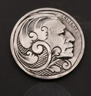 Hand‑Cut Scrollwork Design on Buffalo Nickel - Ornate Coin Engraved Carving