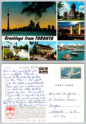 c22357 Multiview Toronto Ontario Kanada John Hinde Postkarte 1980 Briefmarke