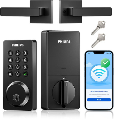Philips WiFi Smart Door Lock with Handle, Built-in WiFi App Remote Control, Keyl