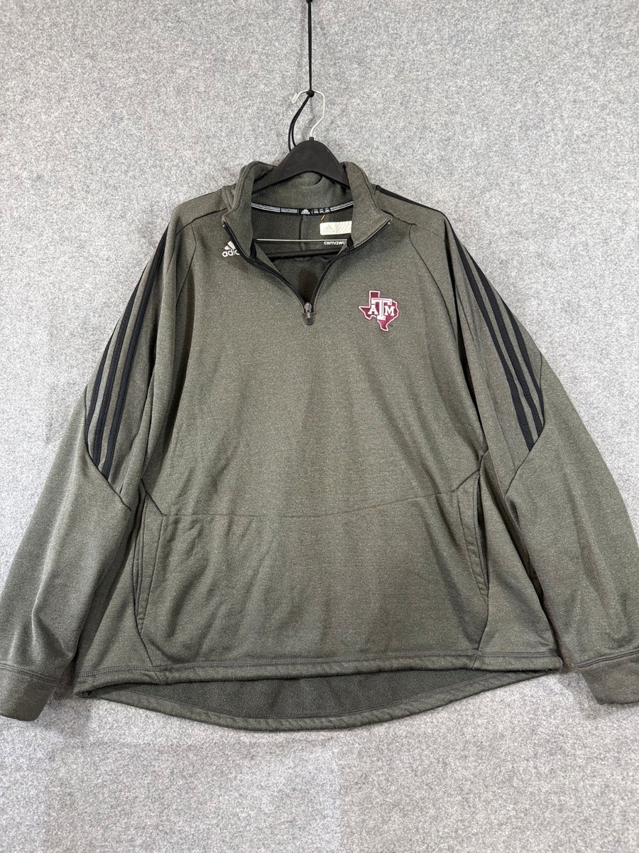 Texas A&M Aggies Adidas Football Sweater Mens 2XL Gray Fleece 1/4