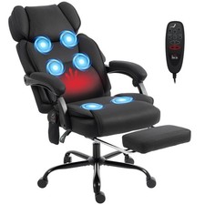 HOMCOM Vibration Massage Office Chair w/ Heat Reclining Function, Black