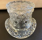 FENTON Vintage Cut Clear Glass Top Hat Daisy & Button  - USA EUC