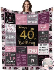 40th Birthday Gift for Women Blanket with Gift Box Happy Birthday Throw 60x50