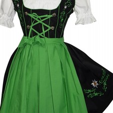 XL 18 Black German Dirndl Dress / 3 Piece SET / Oktoberfest EMBROIDERED Short