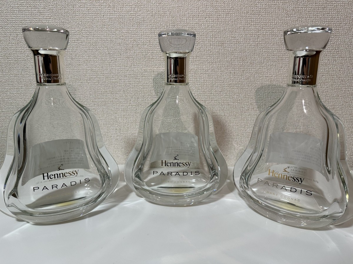Hennessy Paradis Cognac Empty Bottle Crystal Decanter Set Of 3 W