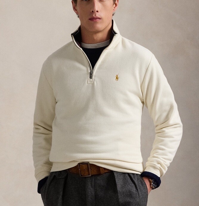 $148 Polo Ralph Lauren Men's The RL Fleece Sweatshirt Herbal Milk