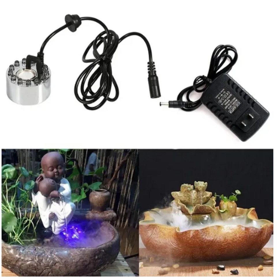 NEBULIZZATORE ULTRASUONI LED FONTANA ACQUARIO MACCHINA FUMO NEBBIA UMIDIFICATORE - Immagine 3 di 4