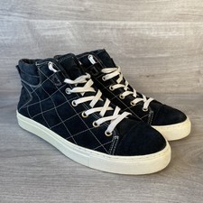 Reiss Trainers Mens Black UK Size 8 Suede Mid Top Lace Up Shoes Thick Sole