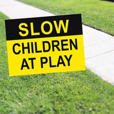 Slow Children At Play Yard Sign Road Street Safety Caution Alert Coroplast Sign