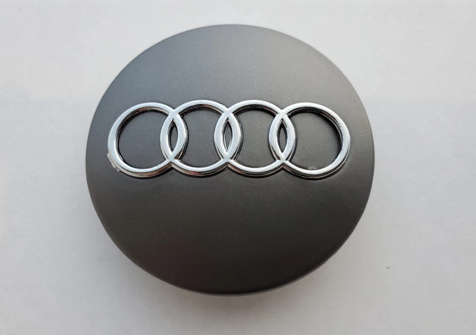 Set of 4 Gray Audi Wheel Center Cap Chrome Logo 60 MM - A3,A4,A6,A8,TT,Q7 - Изображение 2 из 3