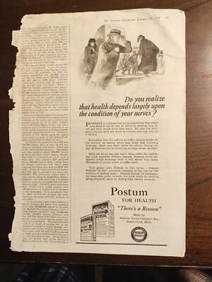 1923 Postum Cereal Company, Maxwell House Coffee Magazine ADS Nice Vintage Image