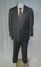 Paul Stuart Stuart III Charcoal Striped Super 150 Recent Two Button Suit 44R