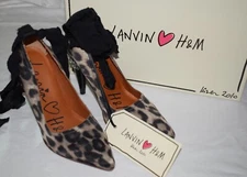 2010 Lanvin x H&M Leopard Print Ribbon Rhinestone Heeled Pumps Size US 6 NIB HS5