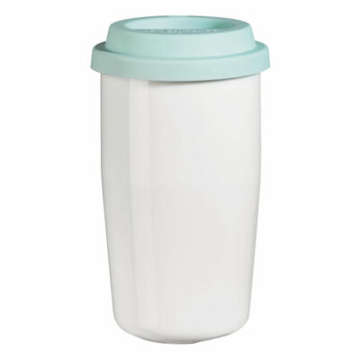 ASA Selection cup & go Thermobecher weiß Deckel türkis, Porzellan, Silikon 350ml