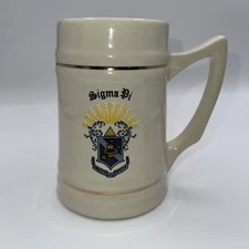 SIGMA PI FRATERNITY  Tankard BEER STEIN MUG, M Ware Ceramic Vintage