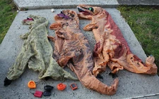 Lot of 3 Inflatable Dinosaur Costumes T-Rex Working Blowers (one Broken Zipper)