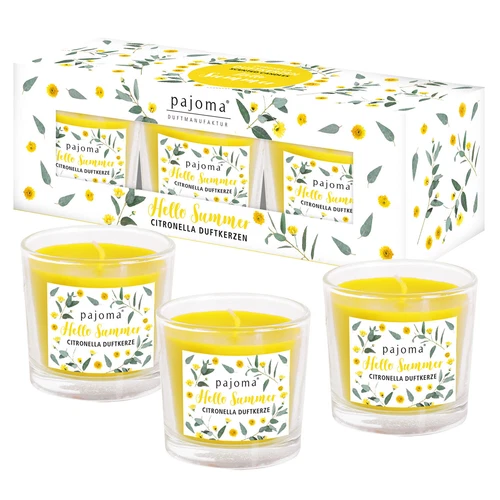pajoma® Citronella Duftkerzen Geschenkset 3er Set im Glas je 50 g -  à 8h