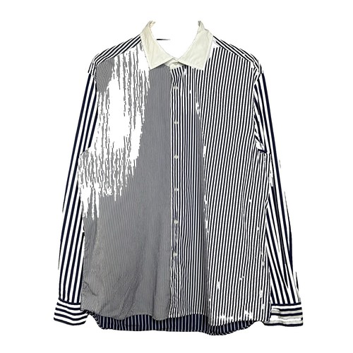 Murano Gold Label Non-Iron Blue & White Stripe Dress Shirt 17.5 35 | eBay