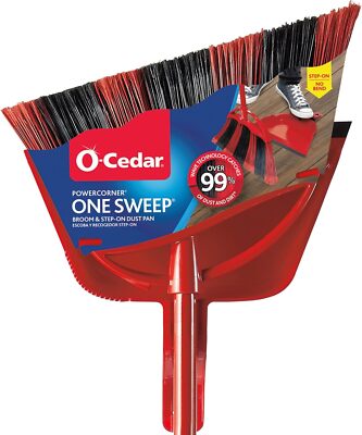 O-Cedar Pet Pro Broom with Step-On Dustpan | Remove 99% with One Sweep | Dustpan