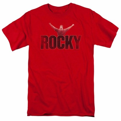 Rocky Victory Distressed T Shirt Mens Licensed Boxing Movie Balboa Creed Red