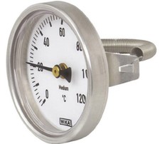 Wika Heizung Anlegethermometer Ø 63mm   120°C Feder Rohr-Thermometer Bimetall