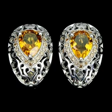 925 Sterling Silver Earrings Pear Citrine 8x6mm Natural Gemstone Jewelry