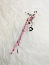Pink Knotted Key Fob Bag charm Keychain Heart Charm New Handmade Gift