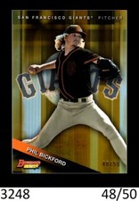 1-2015 BOWMAN'S BEST PROSPECTS GOLD REFRACTOR PHIL BICKFORD BREWERS 48/50