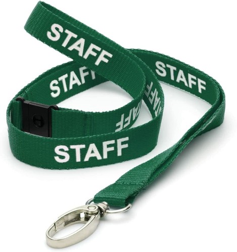 Pre-Printed Breakaway Staff Metal Clip Lanyards Neck Strap ID Badge Card Holder - Picture 8 of 18