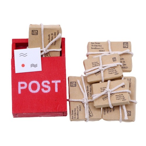 Dollhouse Miniature Post Box Letter Envelopes Package Model Scene Props ...
