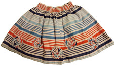 1989 The Children Place Vintage Girls Multi-Color Striped Flare Skirt Size: 14