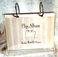 Clear Float Flip Photo 4" x 6" Picture Album Stand Desk Top 20 Pockets Plastic