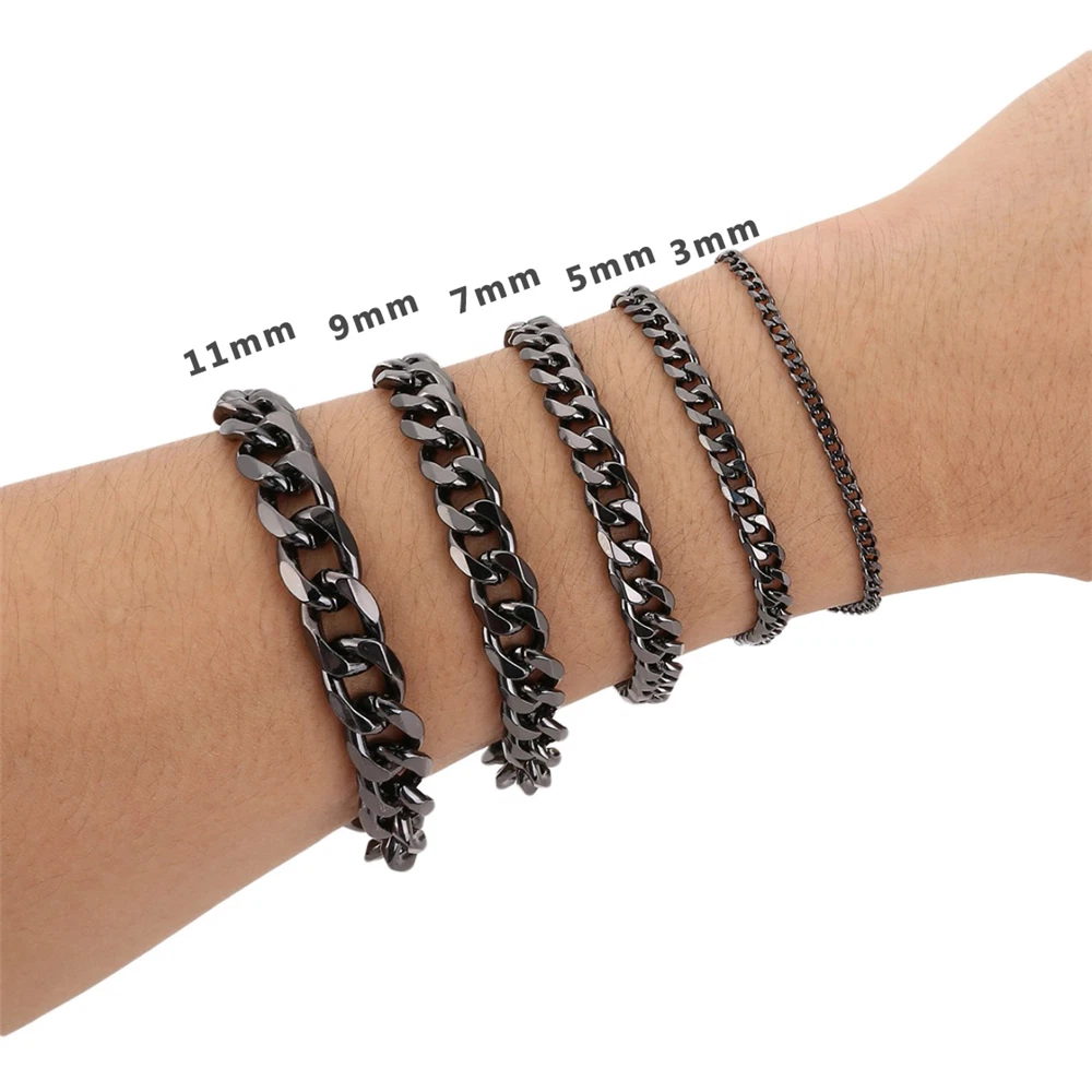 Mens black chain bracelet deals