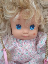 Vtg 80s Mattel MAGIC NURSERY Soft TODDLER Baby Doll Growing Hair Bottle Headband