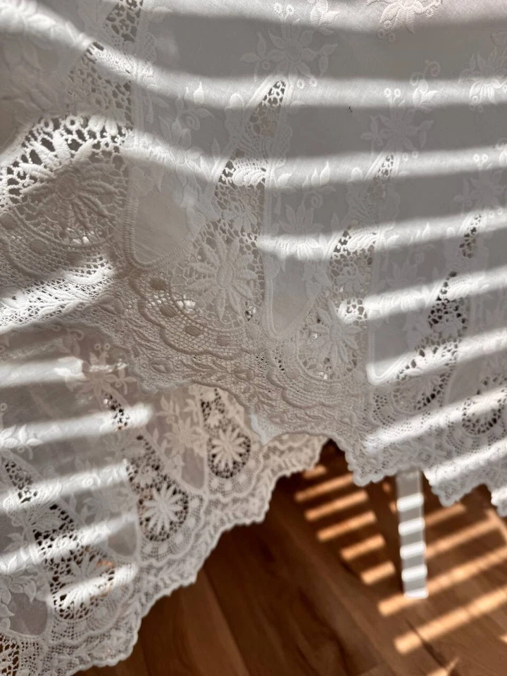 Eyelet Lace Fabric Off-White Color Cotton Embroidered Material 53’’ Wide Curtain - Image 4 of 4