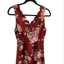 Altar'd State Floral Dress Burgundy Sleeveless Size Medium Cottagecore