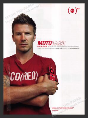 Moto Razr Cell Phone Red Cause David Beckham Athlete 2007 Print Advertisement