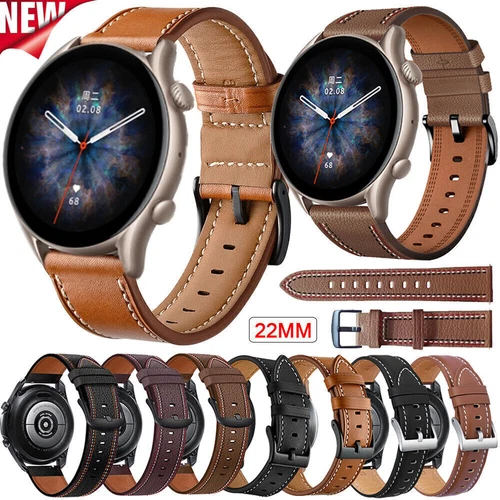 Leather Strap Band For Huami Amazfit Stratos GTR 3 Pro GTR 2 2e GTR 47mm Watch