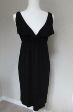 J. CREW womens XS black ruffle empire waist stretchy jersey knit dress