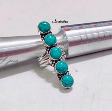 Blue Turquoise 925 Sterling Silver Hanmade Jewelry Gift For Her All Size Ring