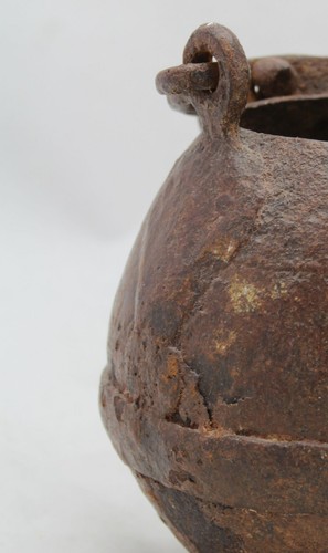 antik mittelalterlich 14. 15. Jh. Schmiedeeisen Kessel - Kochtopf, Körper: 14 cm/5,5" - Bild 7 von 10