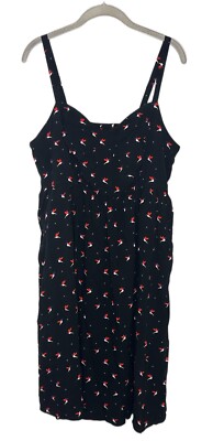 Torrid Womens Black Bird Origami Print Adjustable Straps Rayon Dress Sz 1 NWT