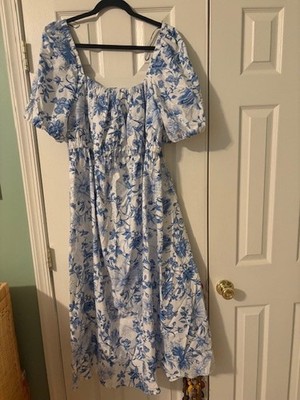 H & M Mama Materity Dress Blue Flowered NWT SZ Large