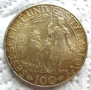 1948 Czechoslovakia Silver 50 Korun 600th Anniv. Charles University