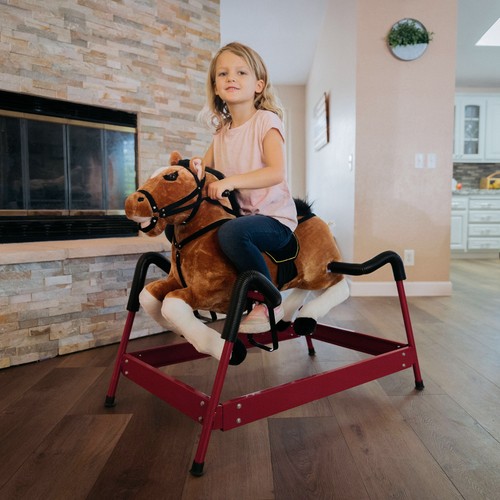 Rocking Horse Toy Children Vintage Plush Rocker Wooden Ride W/ Sound Boys Girls