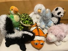 Webkinz Lot of 8 no tags/codes Bullfrog Snowman Skunk Fish Panda Rhino etc.