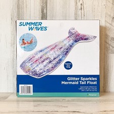 Rainbow Color Glitter Mermaid Tail Pool Float 6ft Sparkles Raft Full Body