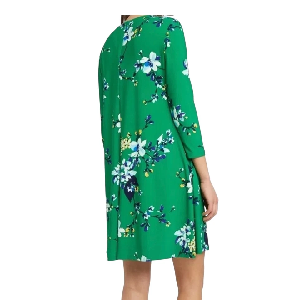 Vestido recto Ralph Lauren verde floral tejido líquido para mujer 12 Resortware fiesta Foto 4 de 4