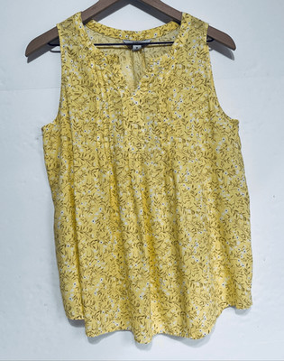 Croft & Barrow Yellow Floral Sleeveless Top   Size M