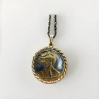 Coin Pendant Necklace Walking Liberty Half Dollar 1947 Bi-Toned Gold/Silver